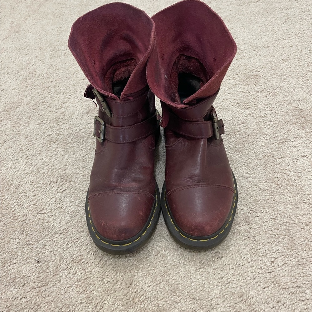 Dr. Martens KRISTY soft leather slouch boots cherry